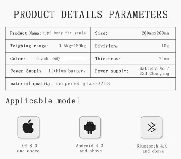 Bluetooth App, Mass BMI Scales